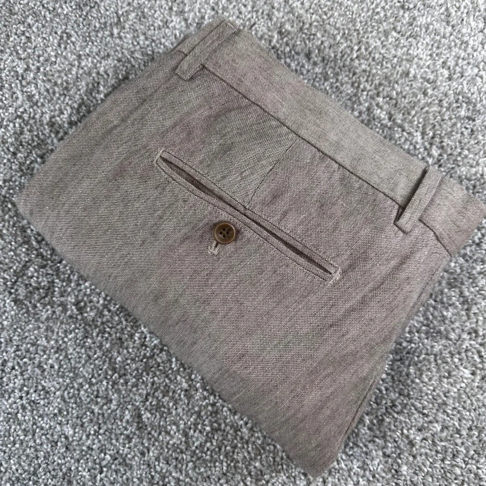 Banana Republic Aiden Fit Chino Pants Mens 35x30 Linen Blend Straight Summer